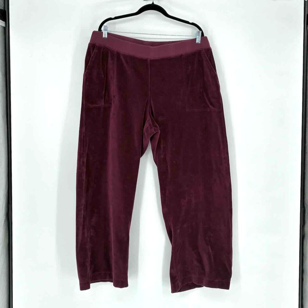 Pact Women's Organic Pure Velour Wide Leg Pant in Windsor Wine - Size XXL